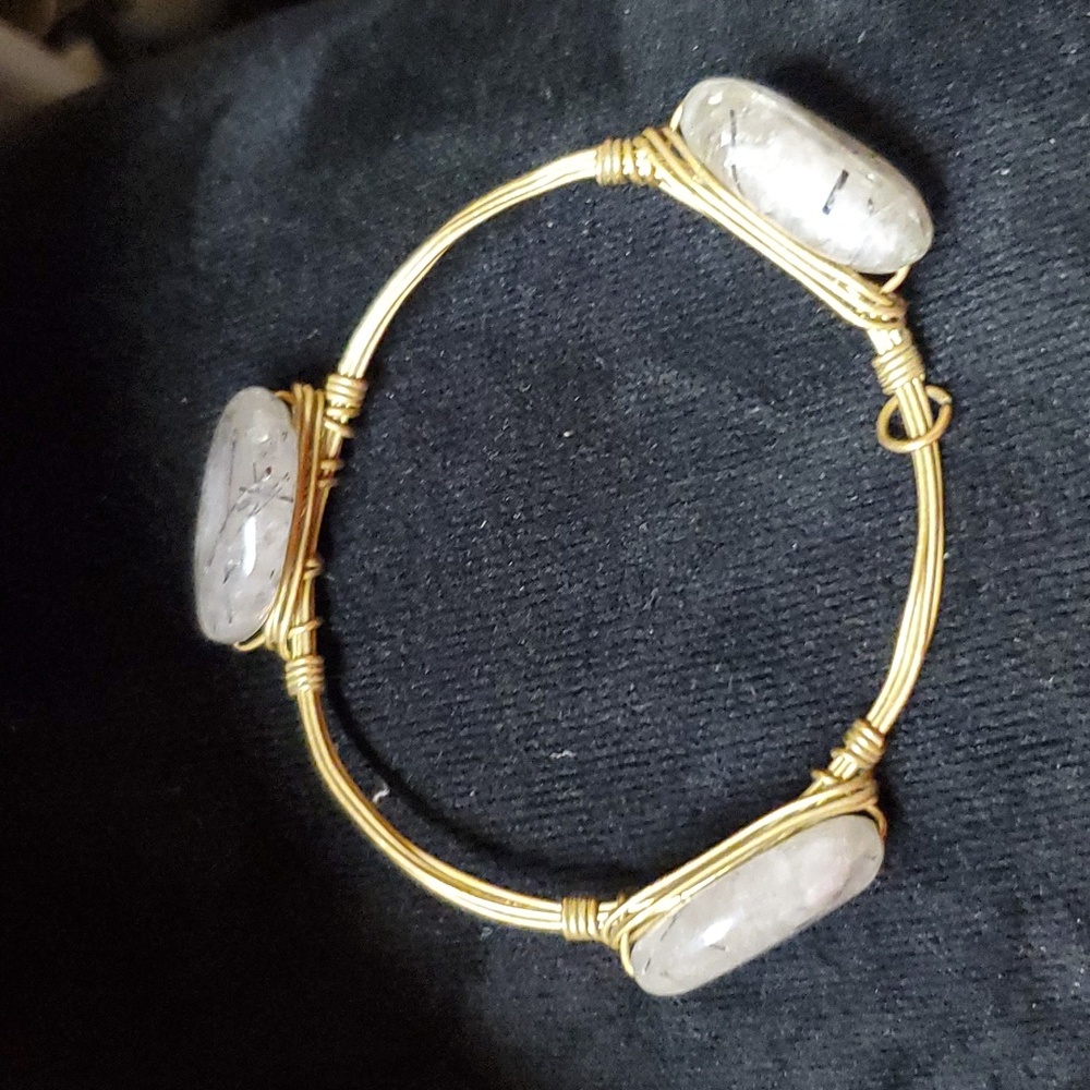 Stone/Glass Bronze wired Bracelet